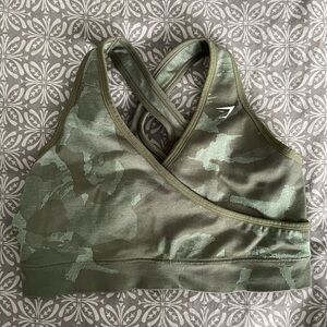 Camo Green Gymshark Sports Bra